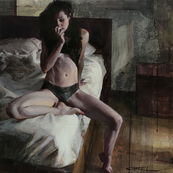 Insomnia 5am - Mixed media on panel