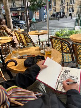 Gabriel Sketching in Paris