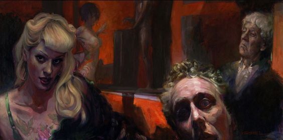 Gabriel Mark Lipper - Minos justice - oil on panel - 24"x48"