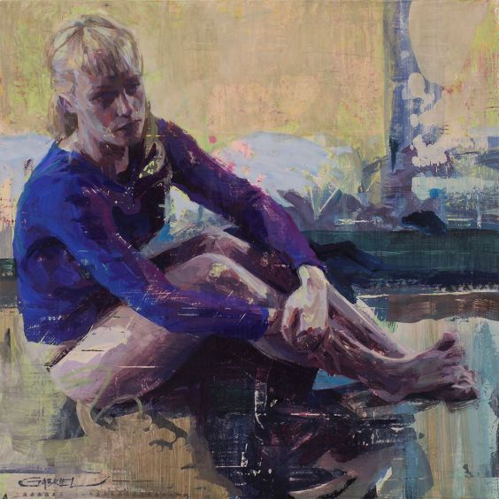 Reflection in Blue - 18"x18" - mixed media on panel - Gabriel Mark Lipper