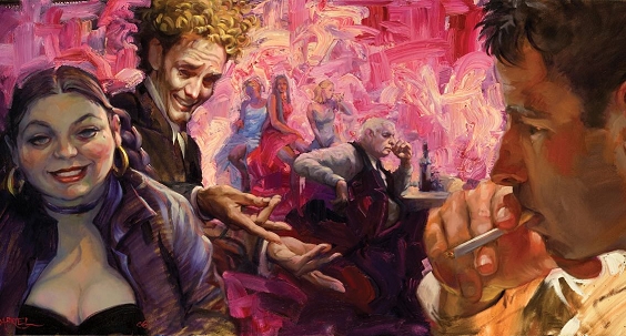 Seven Figures - oil on canvas - 24”x48” - Gabriel Mark Lipper